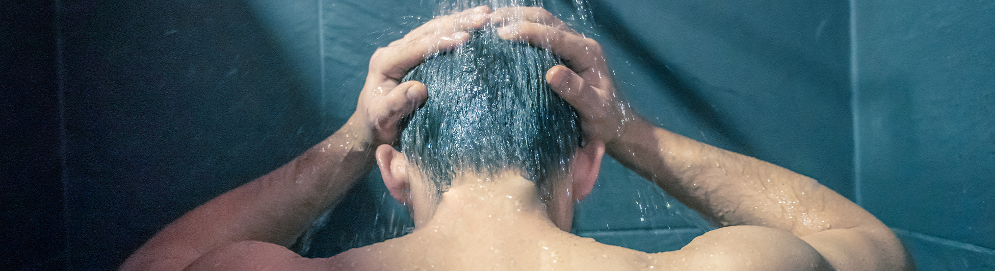 man taking a shower