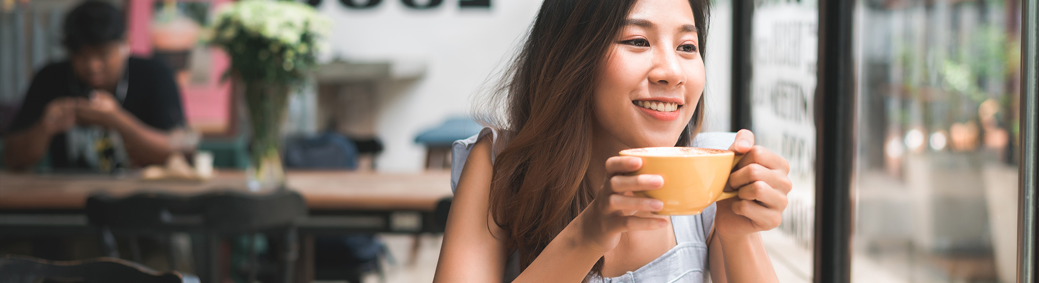 woman drinking coffee