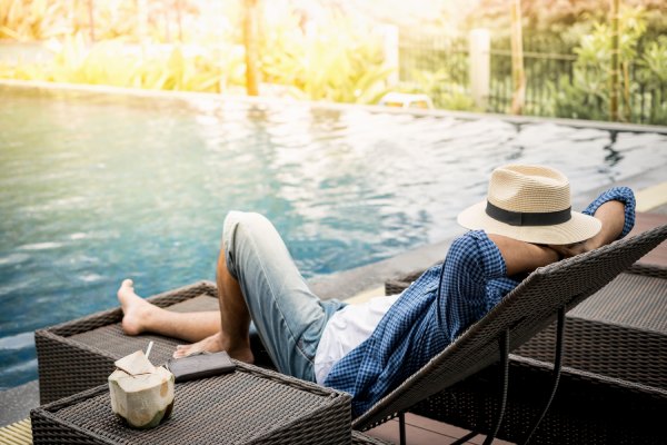 man lying on a deckchair