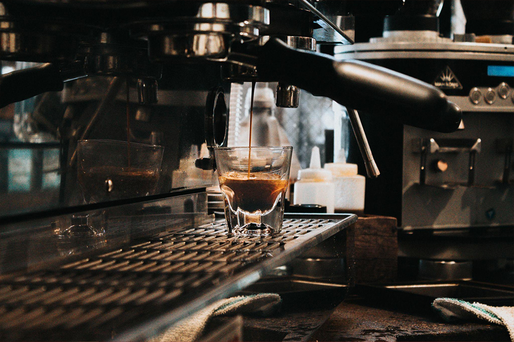 coffee out of a coffee machine