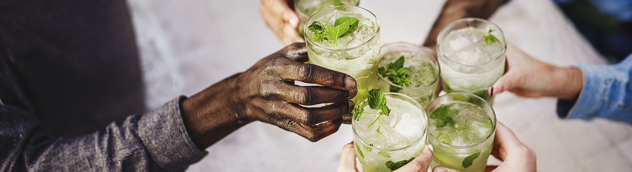 people drinking iced drinks